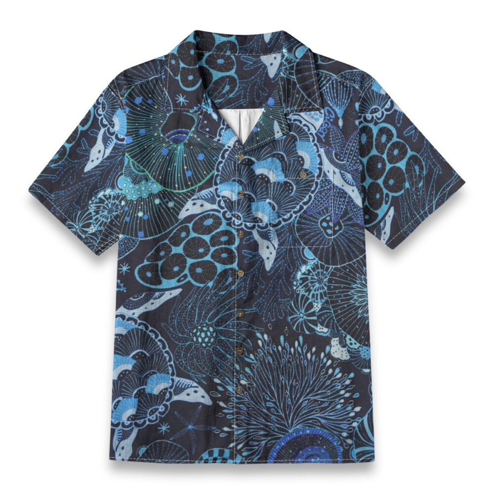 Blue Ocean Abstract Pattern Shirt – Artistic Marine Style Hawaiian Shirt