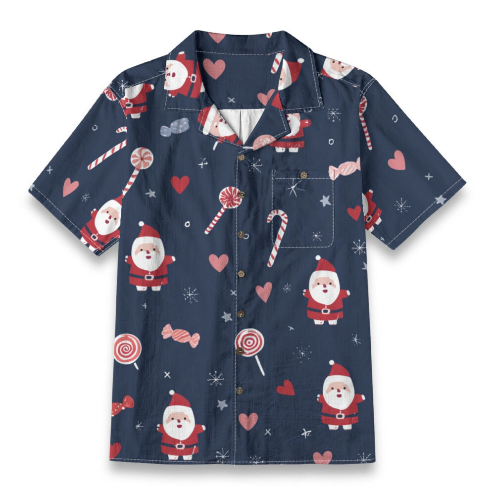Cute Santa Candy Christmas Shirt – Festive Holiday Hawaiian Shirt