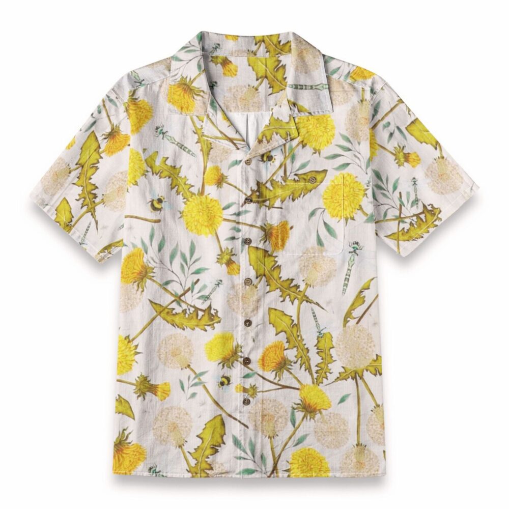 Yellow Dandelion Floral Shirt – Botanical Nature Hawaiian Shirt