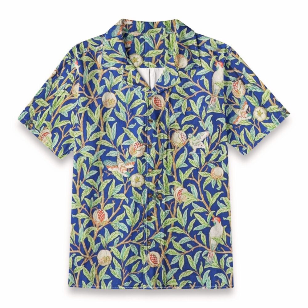 Vintage Pomegranate Garden Birds – Tropical Nature Print Hawaiian Shirt