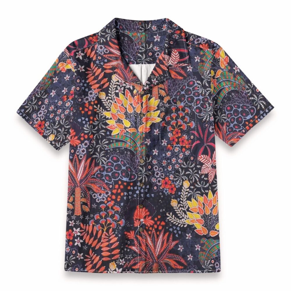 Tropical Night Garden Floral Explosion – Botanical Pattern Hawaiian Shirt