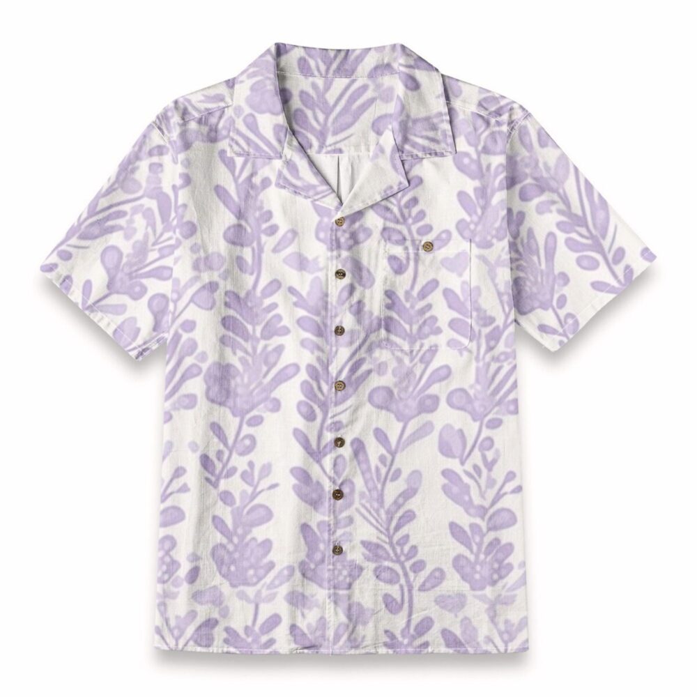Soft Lavender Botanical Pattern – Minimalist Nature Hawaiian Shirt