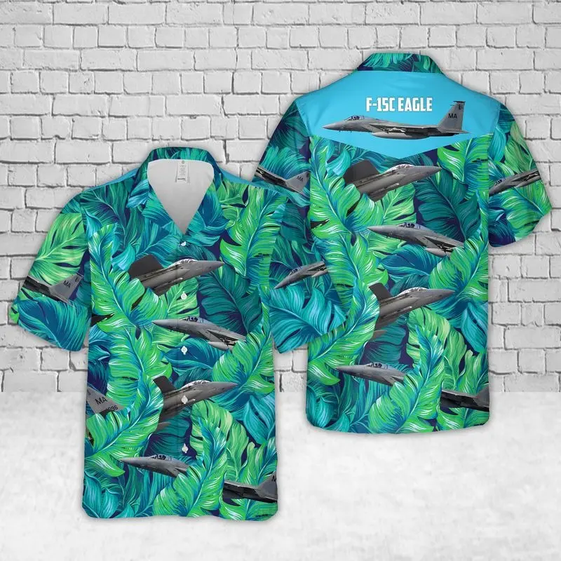 Air Force F-15C Eagle Massachusetts Tropical Hawaiian Shirt BGR2765459 - Boogor