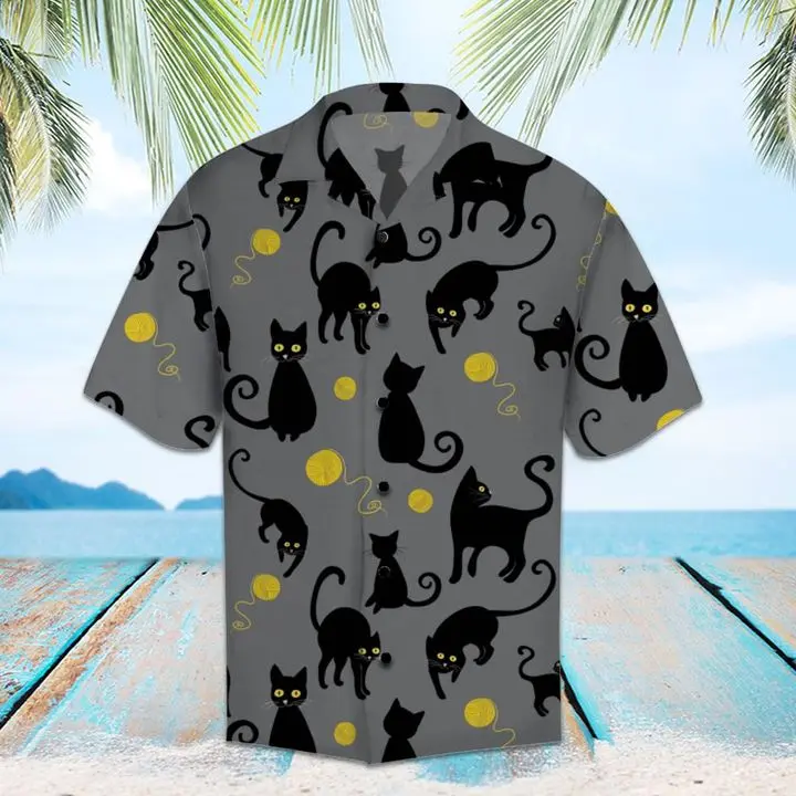 Amazing Black Cat Hawaiian Shirt Summer Button Up BGR2765466 - Boogor