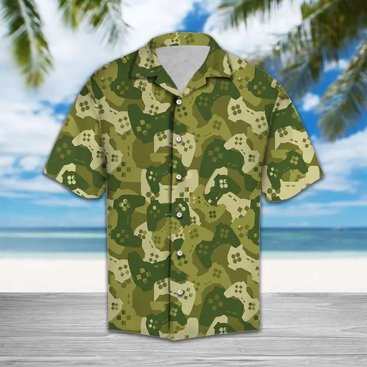 Amazing Camouflage Gaming Joysticks Hawaiian Shirt Summer Button Up BGR2765491 - Boogor