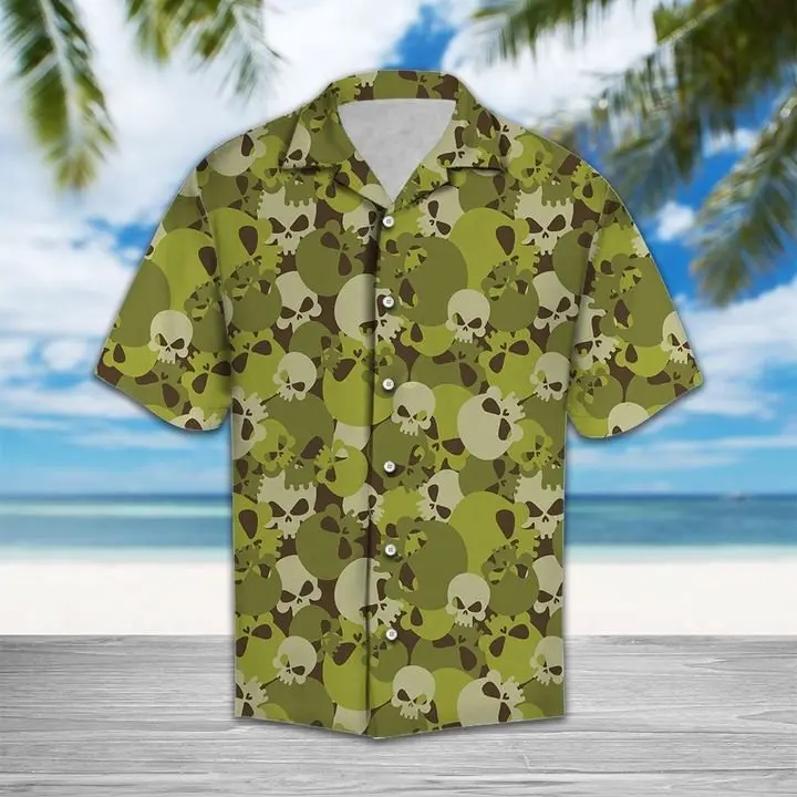 Amazing Camouflage Of Skull Hawaiian Shirt Summer Button Up BGR2765489 - Boogor