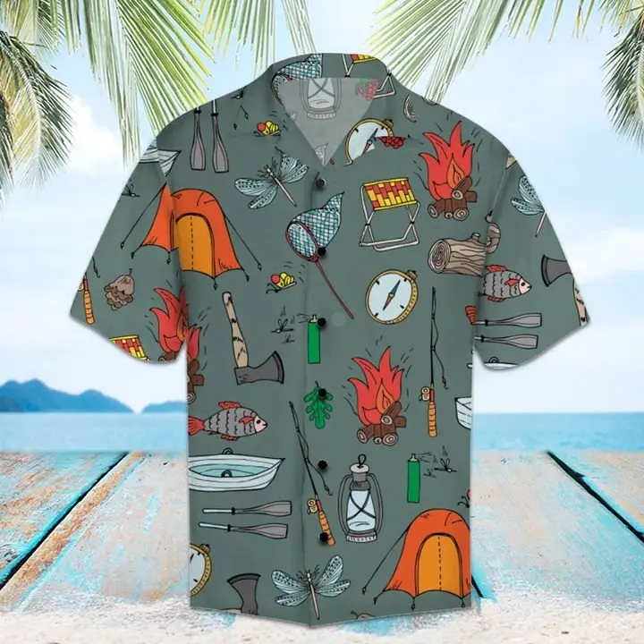 Amazing Camping Hawaiian Shirt Summer Button Up BGR2765490 - Boogor