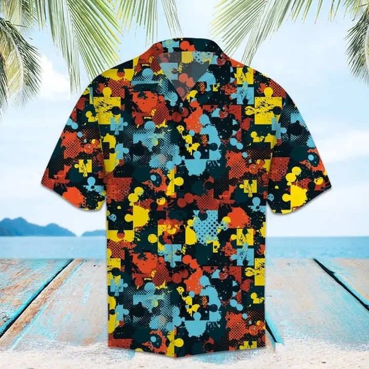 Amazing Jigsaw Puzzle Hawaiian Shirt Summer Button Up BGR2765554 - Boogor