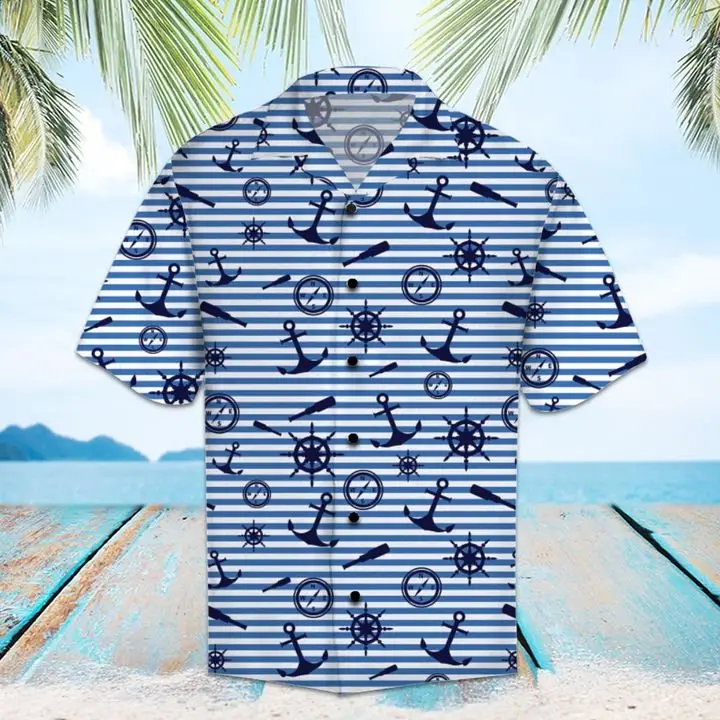 Amazing Navy Hawaiian Shirt Summer Button Up BGR2765526 - Boogor