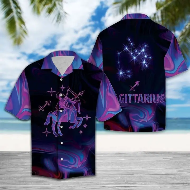 Amazing Sagittarius Horoscope Hawaiian Shirt Summer Button Up BGR2765506 - Boogor