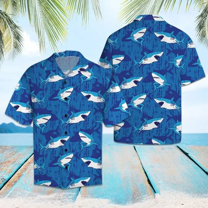 Amazing Shark Hawaiian Shirt Summer Button Up BGR2765399 - Boogor