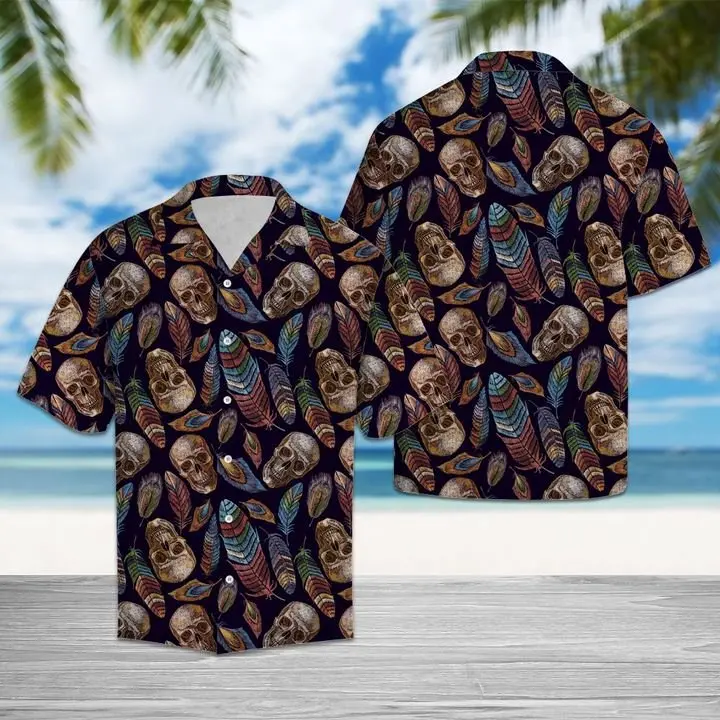Amazing Skull Hawaiian Shirt Summer Button Up BGR2765394 - Boogor