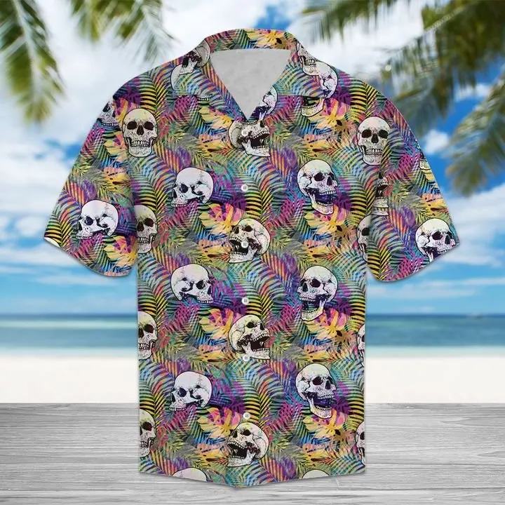 Amazing Skulls Hawaiian Shirt Summer Button Up BGR2765391 - Boogor