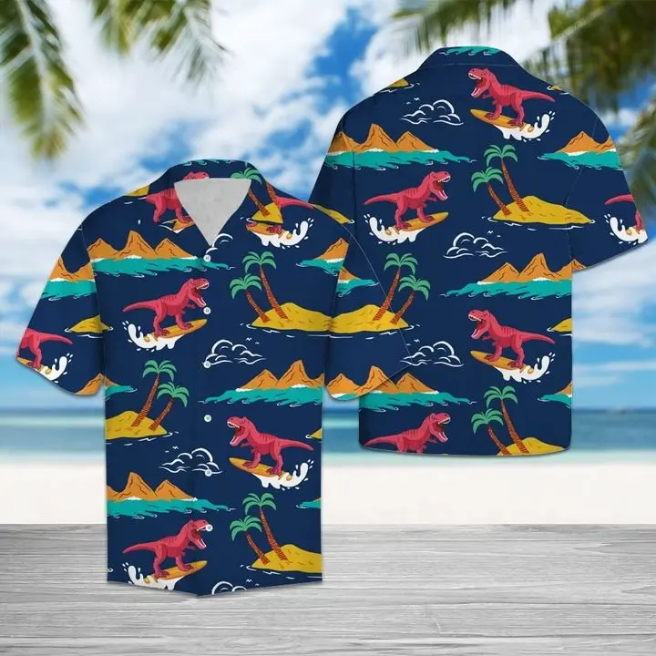 Amazing Trex Hawaiian Shirt Summer Button Up BGR2765436 - Boogor