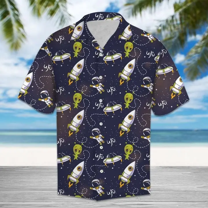 Amazing Ufo Hawaiian Shirt Summer Button Up BGR2765569 - Boogor