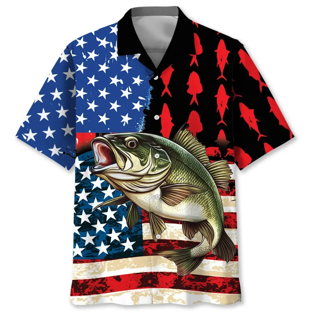 America Flag Fishing Hawaiian Shirt BGR2764907 - Boogor