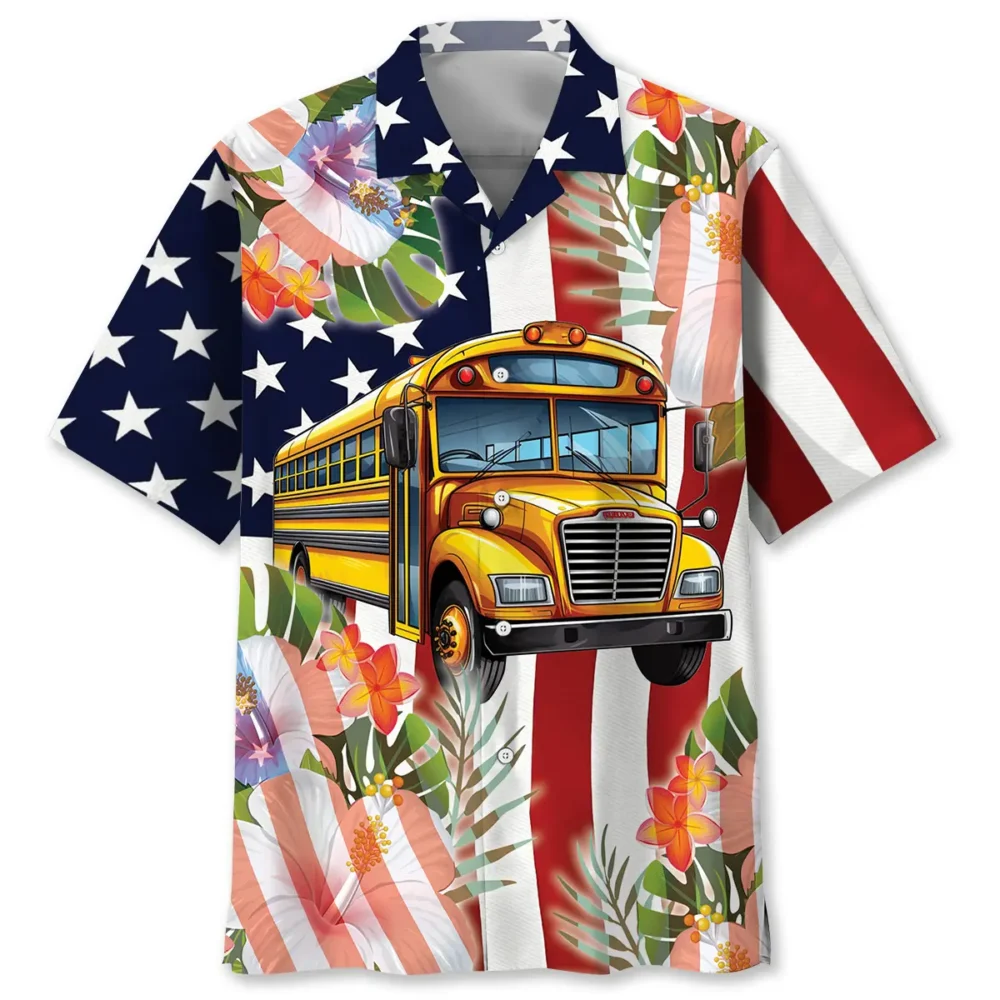 America School Bus Hawaiian Shirt BGR2764786 - Boogor