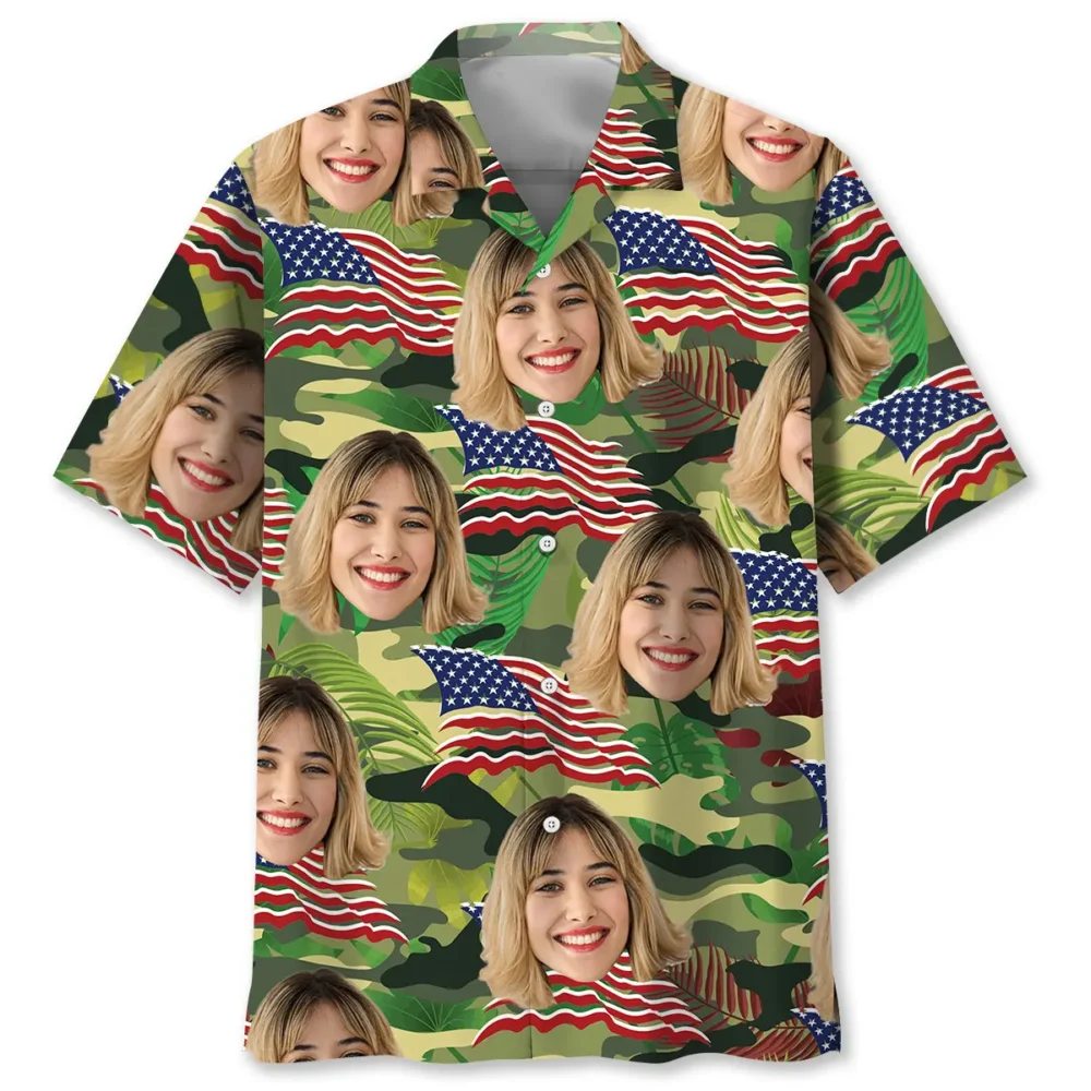 American Army Wife Custom Photo Hawaiian Shirt BGR2764858 - Boogor