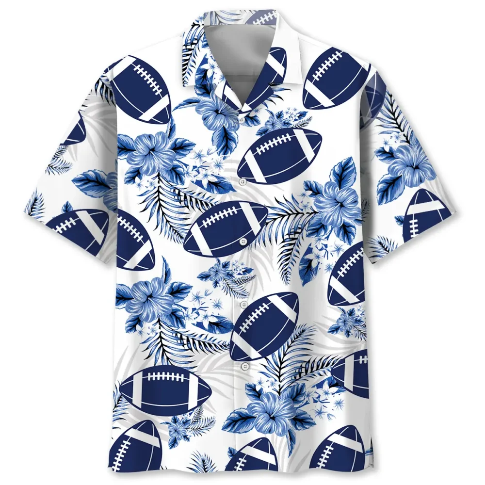 American Football Hawaiian Shirt Blue BGR2764992 - Boogor