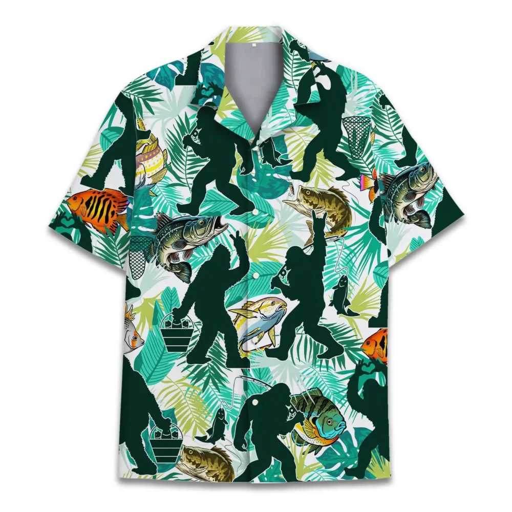 Bigfoot Fishing Sasquatch Unisex Hawaiian Shirt Aloha Shirt BGR2765680 - Boogor