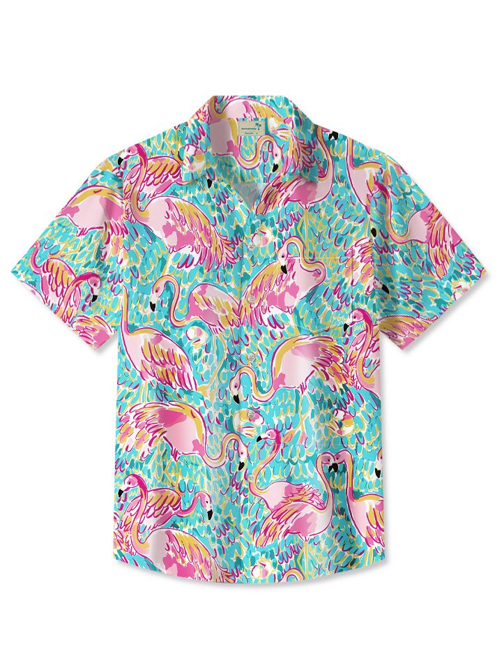 Aohadaddy Beach Coconut Tree Flamingo Summer Vacation Hawaiian Shirt BGR2765273 - Boogor