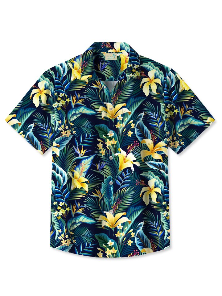 Beach Vacation Hawaii Tropical Flower Lily Leaf Hawaiian Shirt BGR2765312 - Boogor