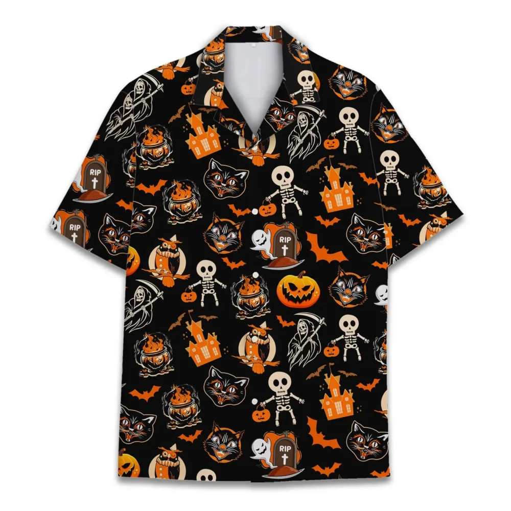 Halloween Casual Unisex Hawaiian Shirt Aloha Shirt BGR2765699 - Boogor