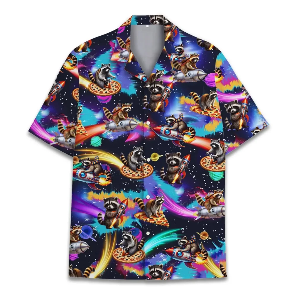 Galaxy Raccoon Unisex Hawaiian Shirt Aloha Shirt BGR2765686 - Boogor