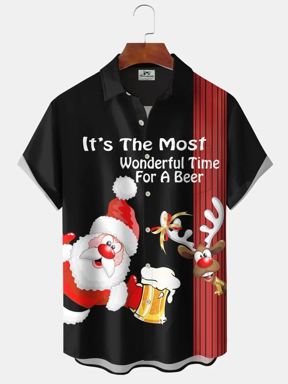 Christmas Holiday Holiday Santa Claus Elk Beer Retro Bowling Hawaiian Shirt BGR2765105 - Boogor