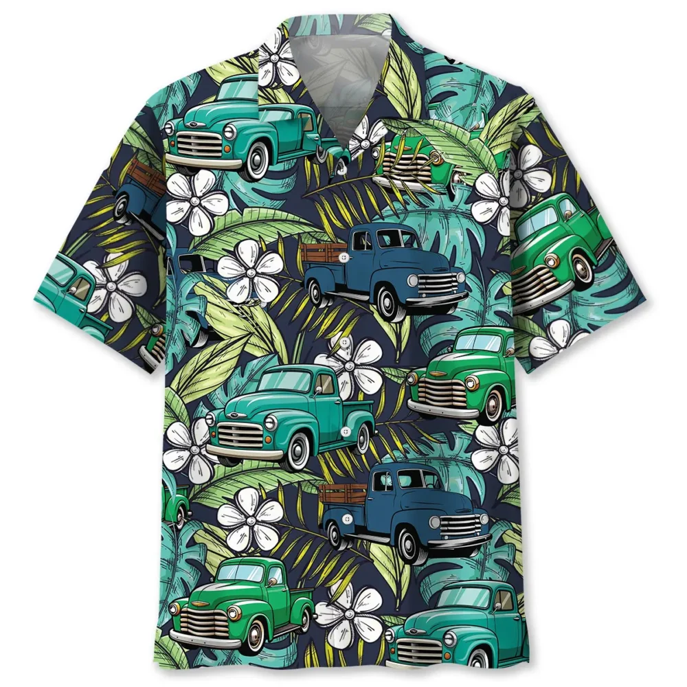 Colorful Vintage Pickup Trucks Hawaiian Shirt BGR2764896 - Boogor