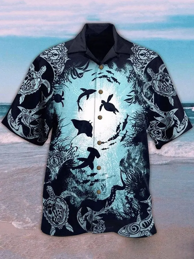 Cosy Hubs Turtle Aquarium Life Colorful Unique Unisex Hawaiian Shirt For Men BGR2765241 - Boogor