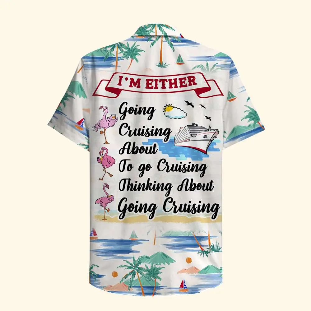 Cruising Flamingo Unisex Hawaiian Shirt Aloha Shirt Summer Vibe I'm Either Going Cruising BGR2765617 - Boogor