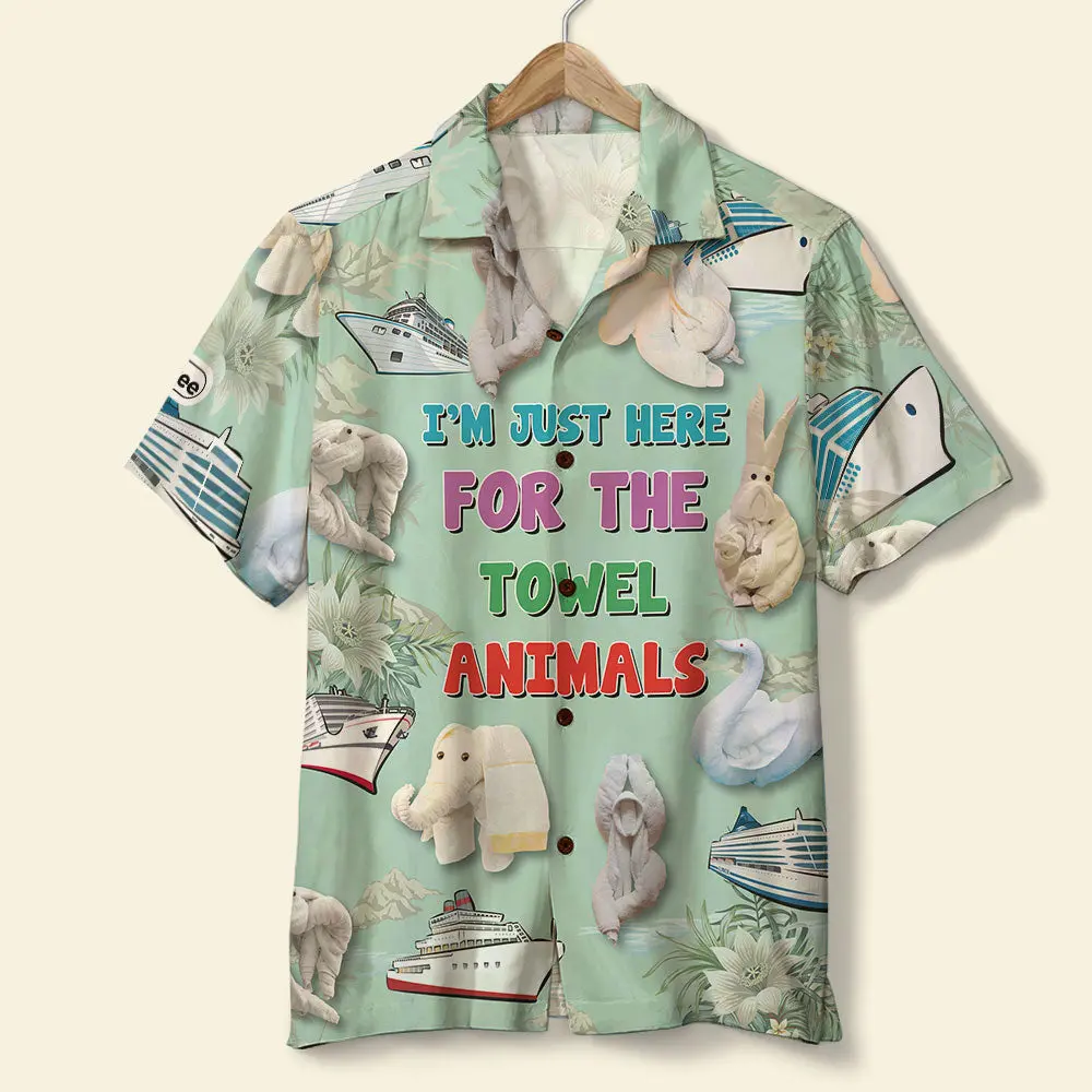 Cruising Unisex Hawaiian Shirt Aloha Shirt Summer Vibe Just Here For The Towel Animals BGR2765589 - Boogor