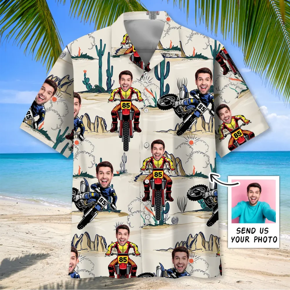 Dirt Bike Desert Custom Photo Hawaiian Shirt BGR2764759 - Boogor