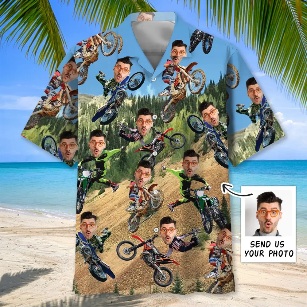 Dirt Trails Custom Photo Face Hawaiian Shirt BGR2764773 - Boogor