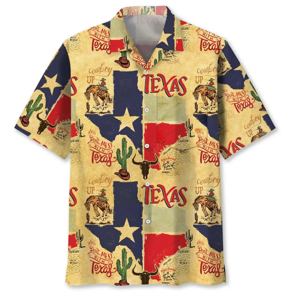 Don't Mess With Texas Cowboy Hawaiian Shirt Pocket BGR2764817 - Boogor