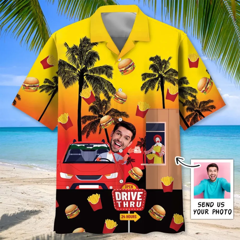 Drive-Thru Fast Food Restaurant Custom Photo Face Hawaiian Shirt BGR2764800 - Boogor