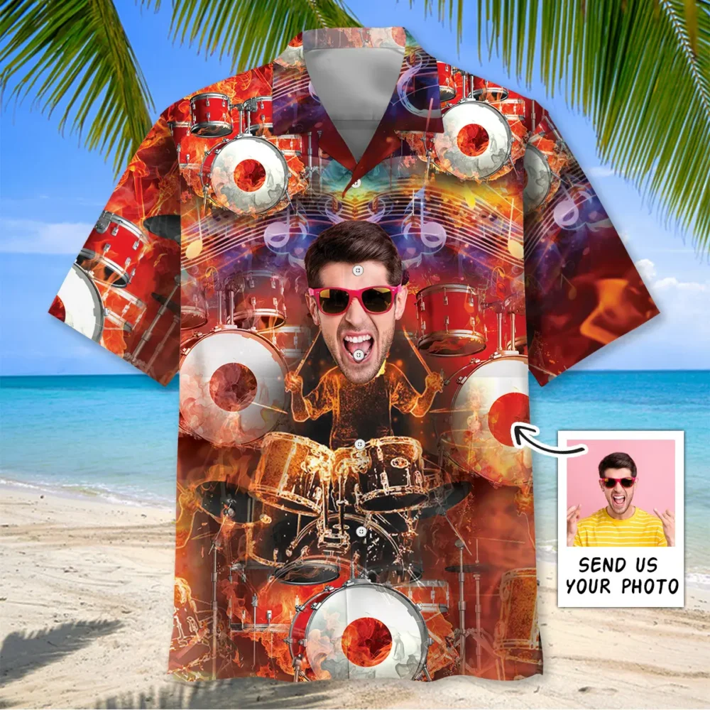 Drum Fire Custom Photo Hawaiian Shirt BGR2764784 - Boogor