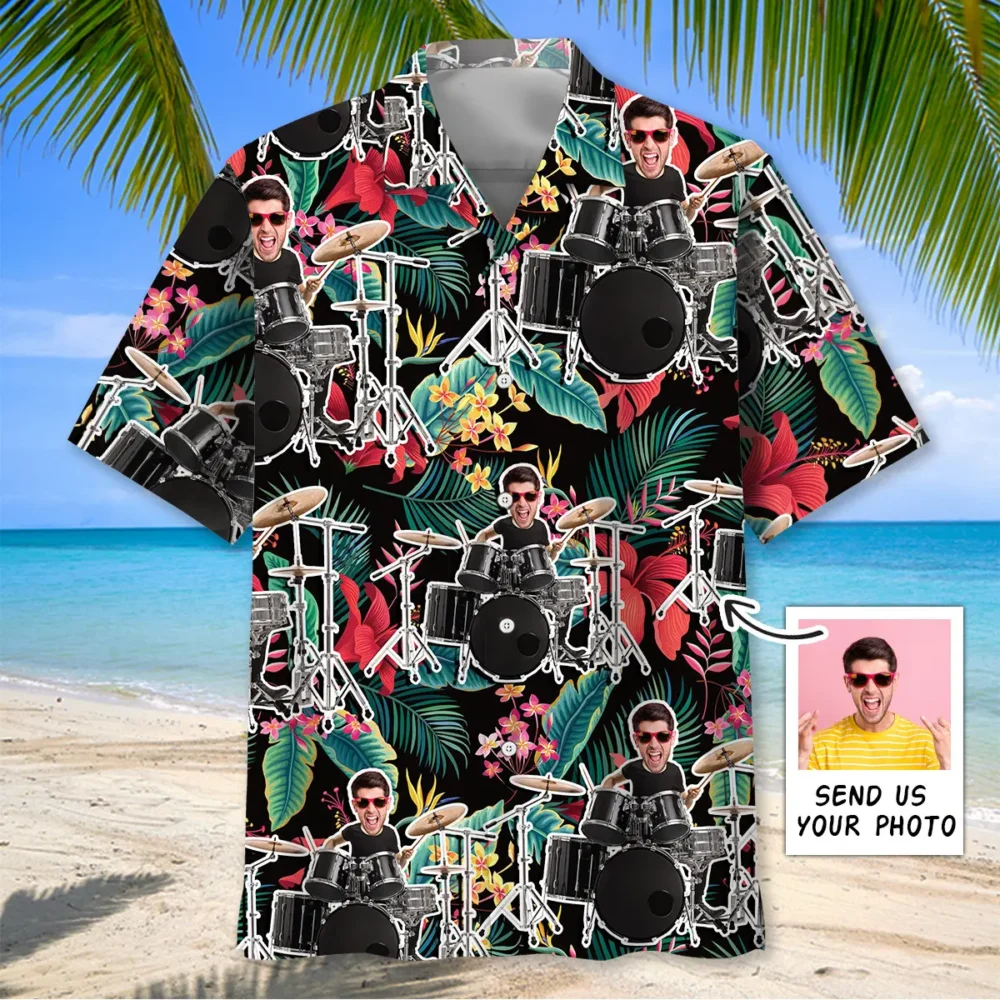 Drummer Tropical Custom Photo Hawaiian Shirt BGR2764785 - Boogor