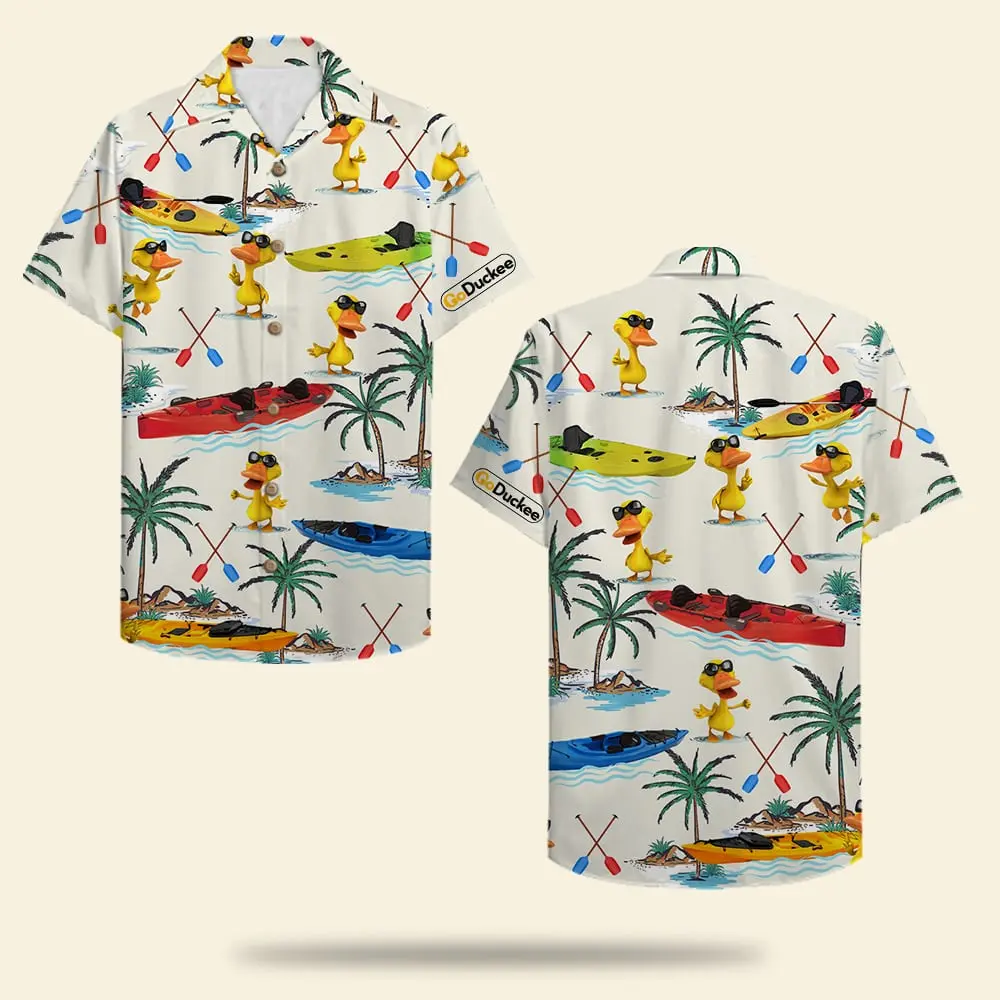 Duck Kayak Boat Pattern Unisex Hawaiian Shirt Aloha Shirt BGR2765668 - Boogor