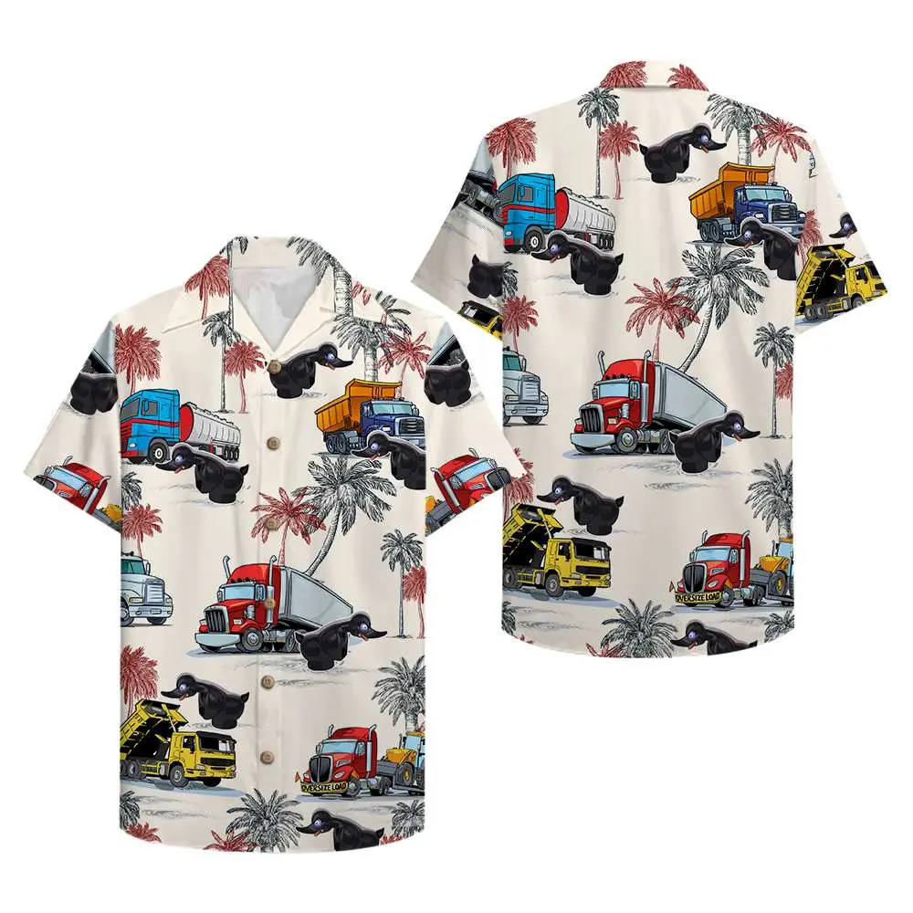 Duck Truck Pattern Unisex Hawaiian Shirt Aloha Shirt BGR2765667 - Boogor