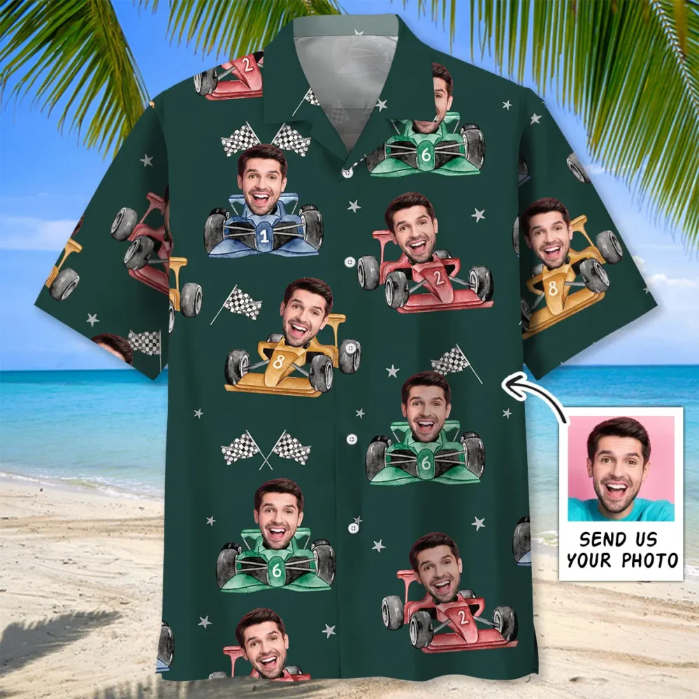 F1 Racing Custom Photo Face Hawaiian Shirt BGR2764798 - Boogor