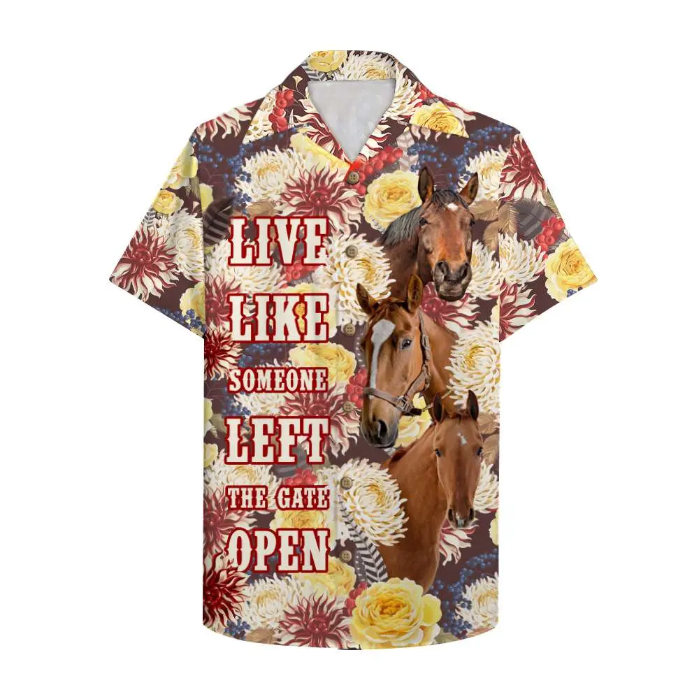 Farmer Unisex Hawaiian Shirt Aloha Shirt Summer Vibe - Live like someone left the gate open BGR2765623 - Boogor