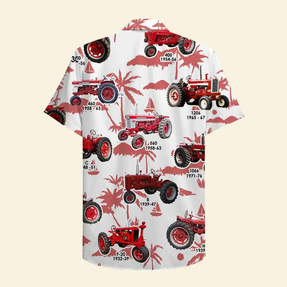 Farmer Unisex Hawaiian Shirt Aloha Shirt Summer Vibe Red Tractors Pattern BGR2765600 - Boogor