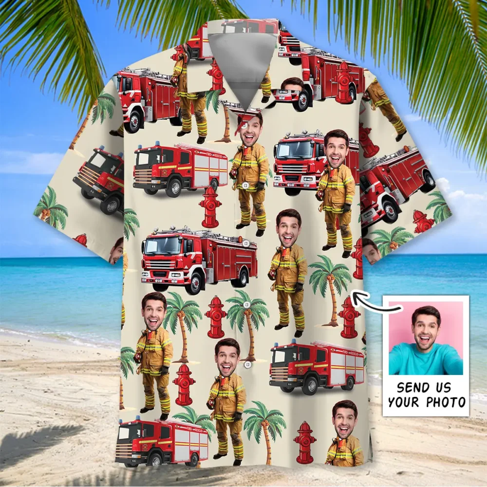 Firefighter Custom Photo Face Hawaiian Shirt BGR2764733 - Boogor