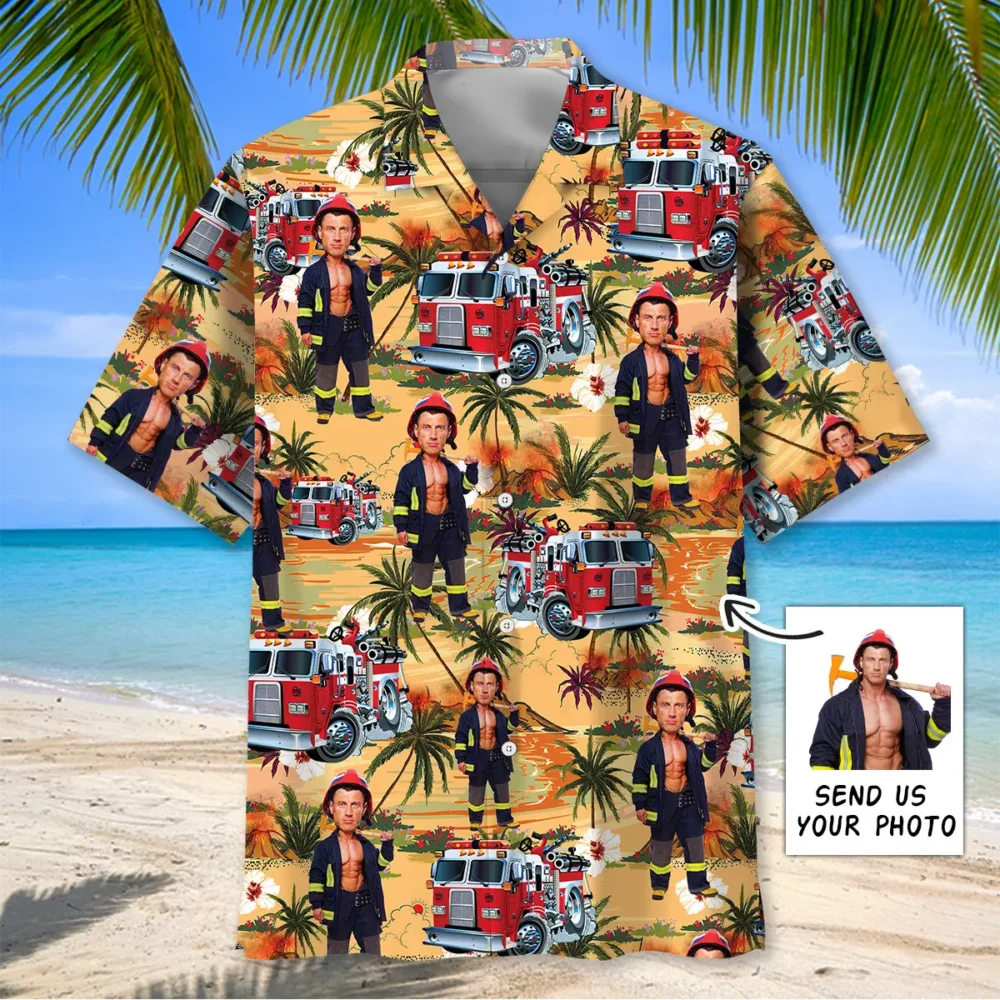 Firefighter Custom Photo Face Hawaiian Shirt BGR2764728 - Boogor