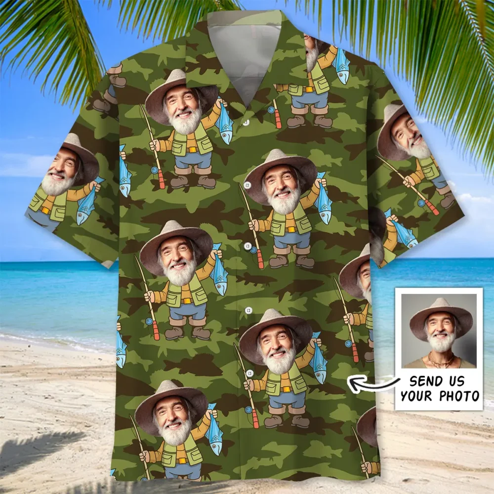 Fishing Custom Photo Face Hawaiian Shirt BGR2764886 - Boogor
