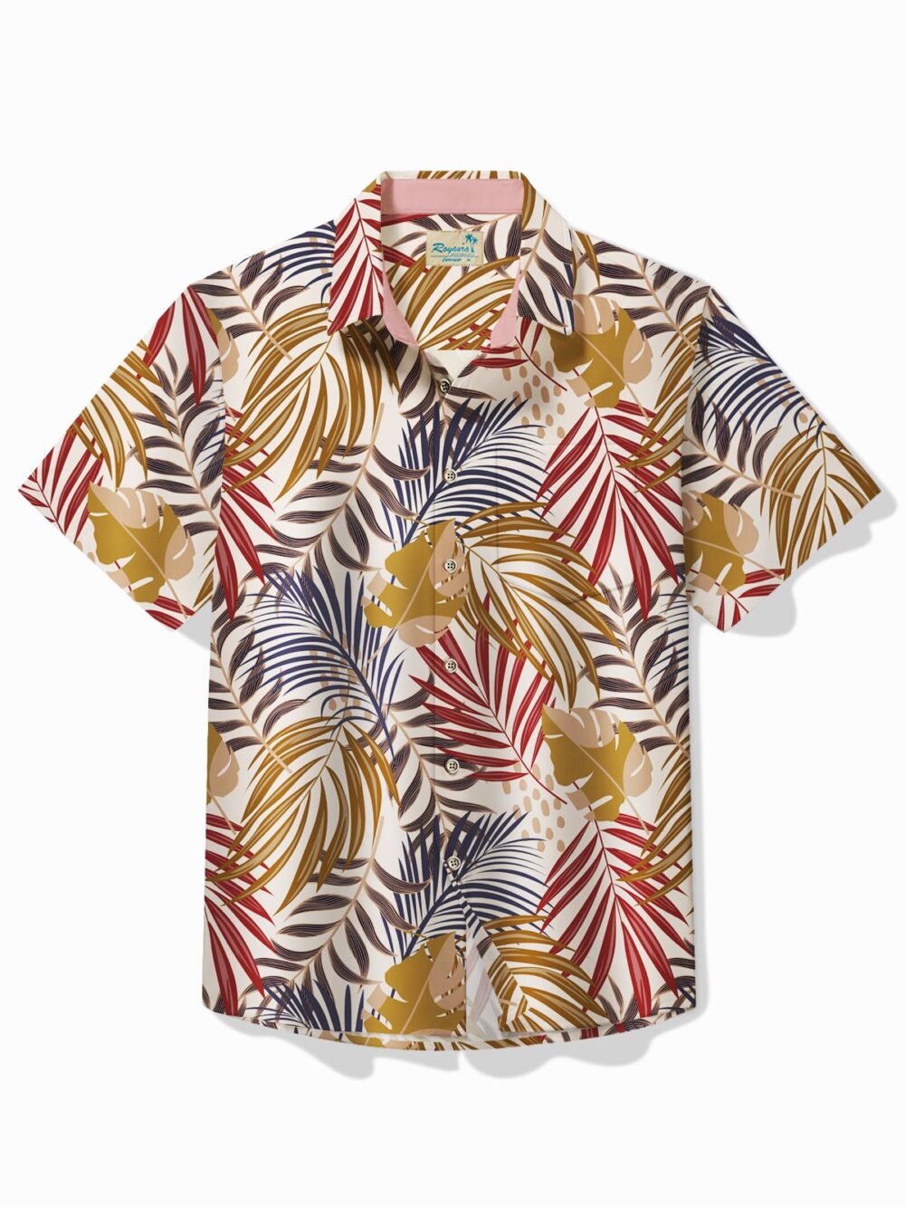 Floral Palm Leaf Casual Loose Men's Hawaiian Shirt BGR2765035 - Boogor
