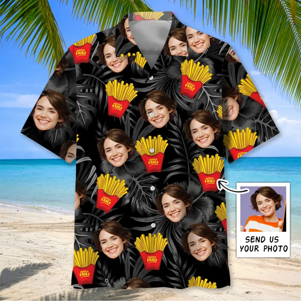 French Fries and Wife Custom Photo Face Hawaiian Shirt BGR2764809 - Boogor