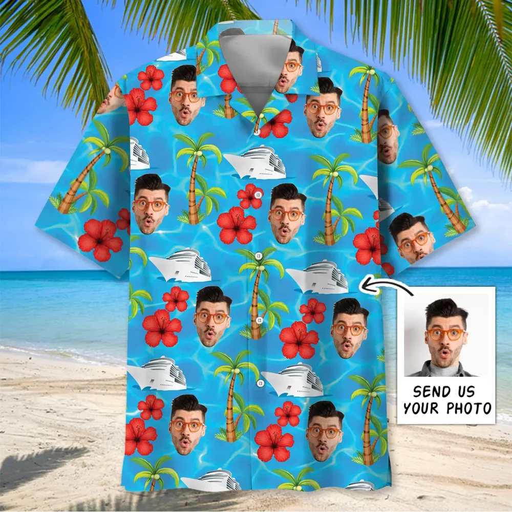Funny Cruise Custom Photo Face Hawaiian Shirt BGR2764880 - Boogor